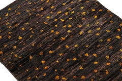Rug & Kilim’s Contemporary Custom Rug Sample, Brown with Gold Geometric Patterns