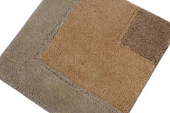 Rug & Kilim’s Contemporary Custom Rug Sample with Beige-Brown Geometric Patterns