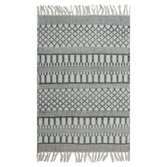 Rug & Kilim's Contemporary Dhurrie in Gray with White Geometric and Patterns