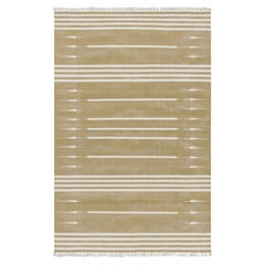 Rug & Kilim’s Contemporary Dhurrie Rug in Beige and White Stripes