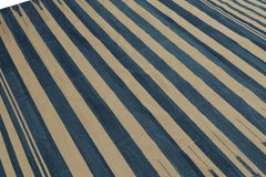 Rug & Kilim’s Contemporary Dhurrie Rug in Blue and Beige Stripes