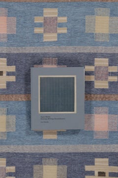 Rug & Kilim’s Contemporary Dhurrie Rug in Blue and Beige with Geometric Accents