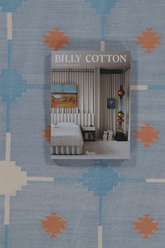 Rug & Kilim’s Contemporary Dhurrie Rug in Blue and Rust Tile Design