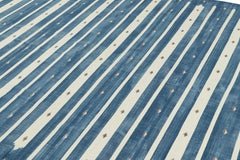 Rug & Kilim’s Contemporary Dhurrie Rug in Blue and White Stripes