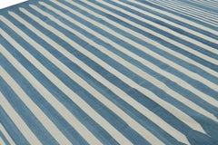 Rug & Kilim’s Contemporary Dhurrie Rug in Blue and White Stripes