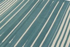 Rug & Kilim’s Contemporary Dhurrie Rug in Blue and White Stripes