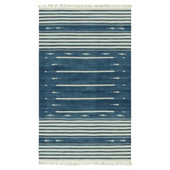 Rug & Kilim’s Contemporary Dhurrie Rug in Blue and White Stripes