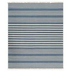 Rug & Kilim’s Contemporary Dhurrie Rug in Blue and White Stripes