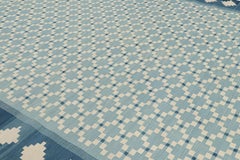 Rug & Kilim’s Contemporary Dhurrie Rug in Blue with White Geometric Patterns