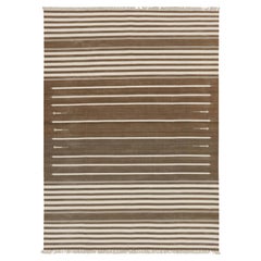 Rug & Kilim’s Contemporary Dhurrie Rug in Brown and White Stripes
