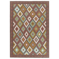 Rug & Kilim’s Contemporary Dhurrie Rug in Brown with Diamond Patterns