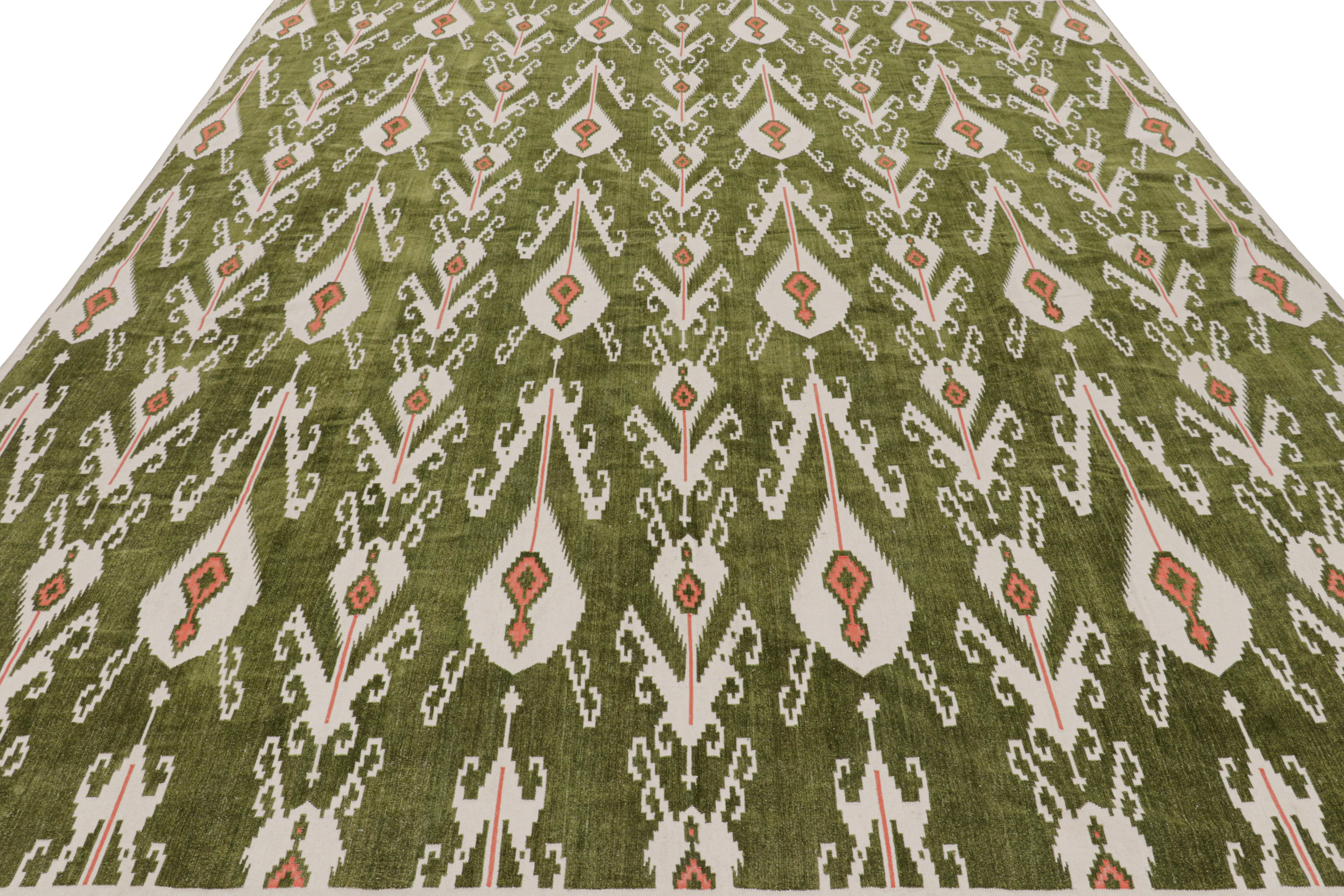 Esta alfombra Dhurrie contemporánea de 9x12 es una nueva y emocionante selección de la última adquisición de Rug & Kilim de nuevas telas planas tejidas en algodón en la India. 

Sobre el diseño: 


Los admiradores de la artesanía observarán esta