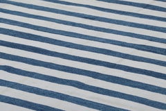 Rug & Kilim’s Contemporary Dhurrie Rug in Navy Blue and Off-White Stripes