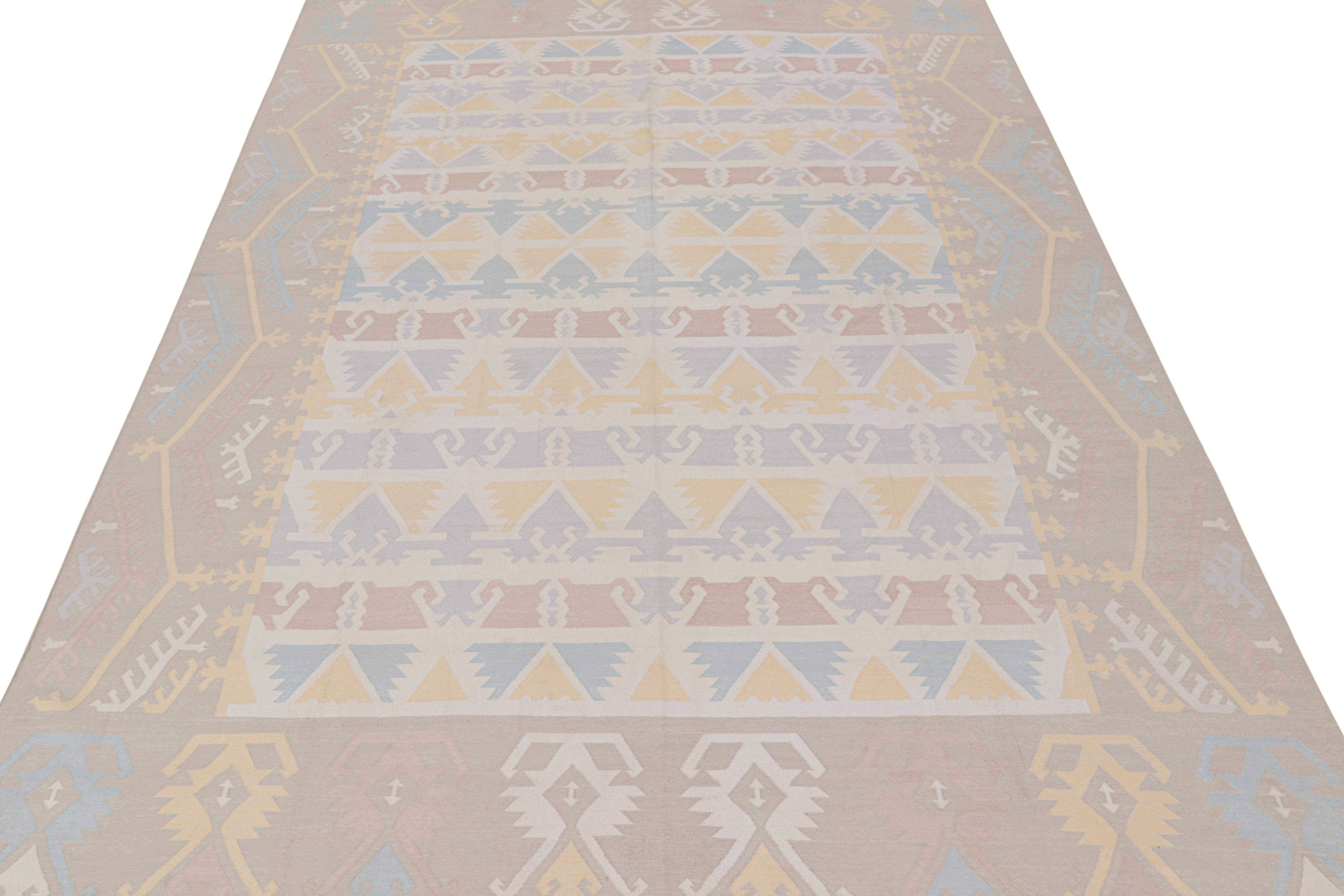 Tapis Dhurrie contemporain de Rug & Kilim aux tons pastels et aux motifs géométriques Neuf - En vente à Long Island City, NY