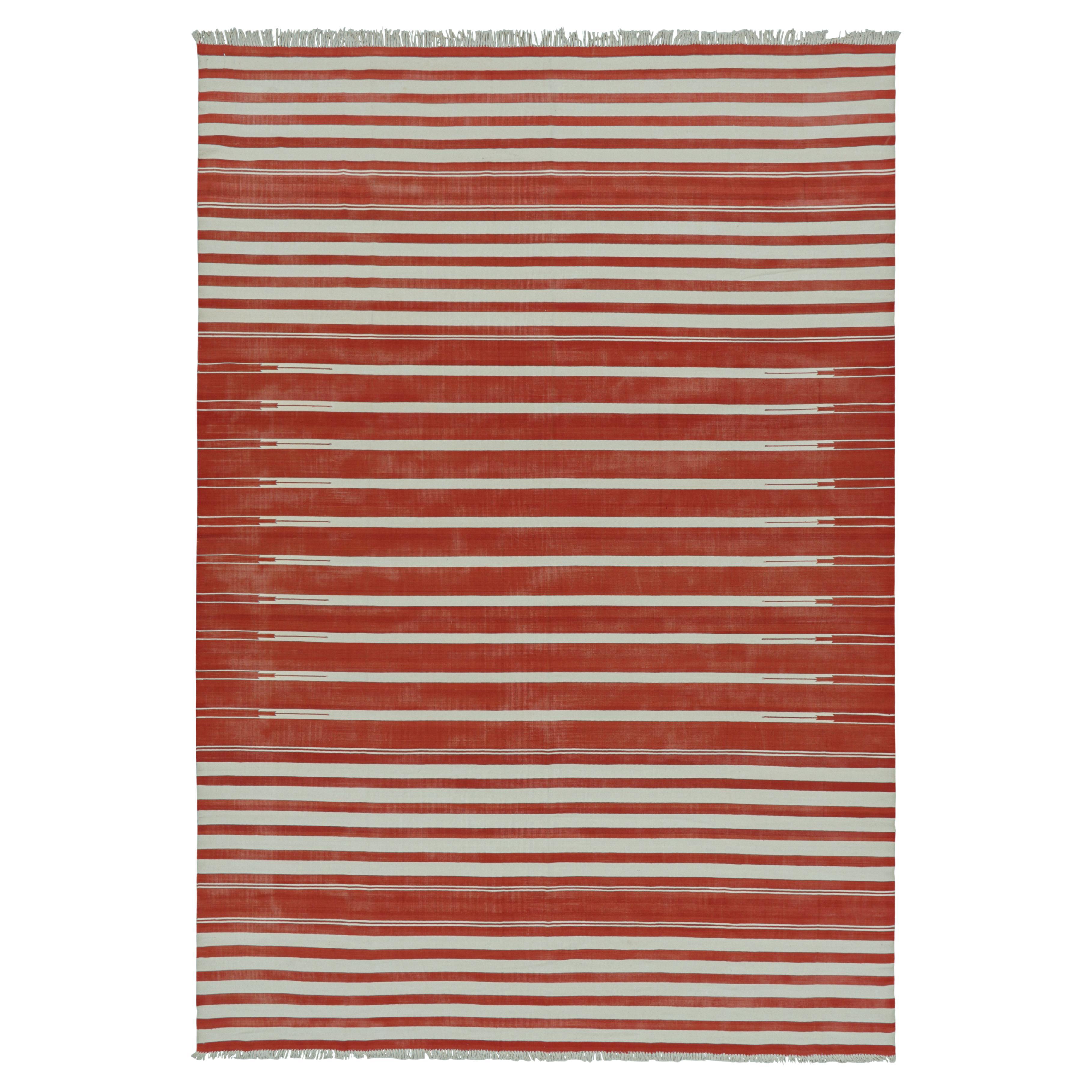 Rug & Kilim’s Contemporary Dhurrie Rug in Red and White Stripes