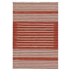 Rug & Kilim's Contemporary Dhurrie-Teppich in rot-weiß gestreift
