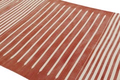 Rug & Kilim’s Contemporary Dhurrie Rug in Rust and White Stripes