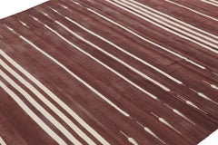 Rug & Kilim’s Contemporary Dhurrie Rug in Rust and White Stripes