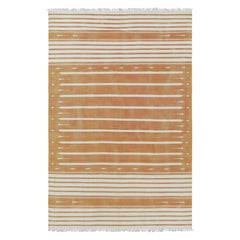 Rug & Kilim’s Contemporary Dhurrie Rug in Rust and White Stripes