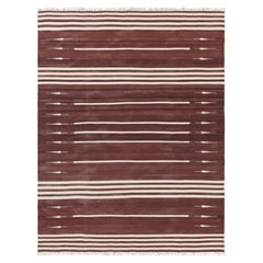 Rug & Kilim’s Contemporary Dhurrie Rug in Rust and White Stripes