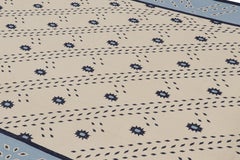 Rug & Kilim’s Contemporary Dhurrie Rug in White with Blue Geometric Patterns