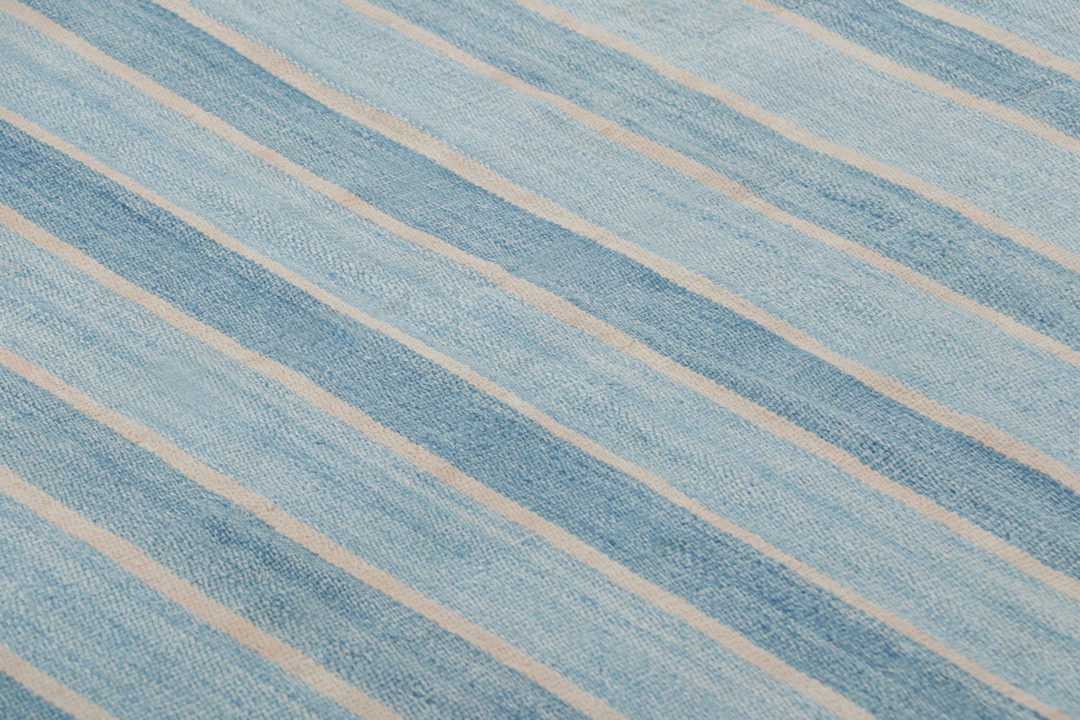 This 6x7 vintage rug is from a new collection of Dhurrie flat weaves in rare sizes and exceptional craftsmanship—an exciting new curation in the Kilim & Flat Weave Collection by Rug & Kilim, handwoven in cotton and originating from India circa