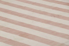 Rug & Kilim’s Contemporary Dhurrie Rug with Pink and Cream White Stripes