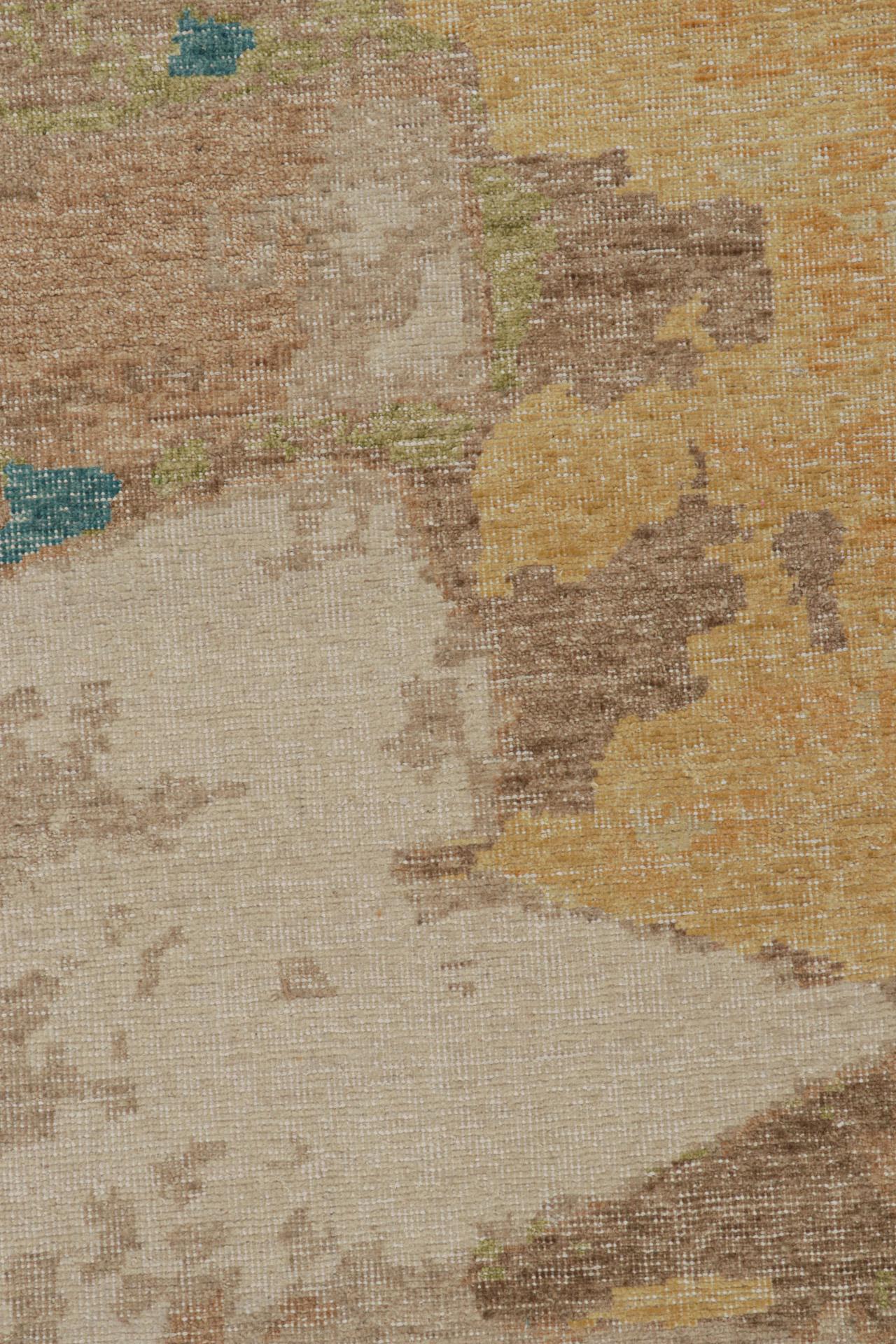 Rug & Kilim’s Contemporary Distressed Abstract Rug In Beige, Blue and Green In New Condition For Sale In Long Island City, NY