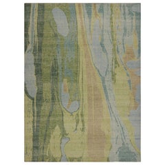 Rug 
Kilim
s Contemporary Distressed Abstract Rug in Blue and Green (Tapis abstrait contemporain vieilli en bleu et vert)