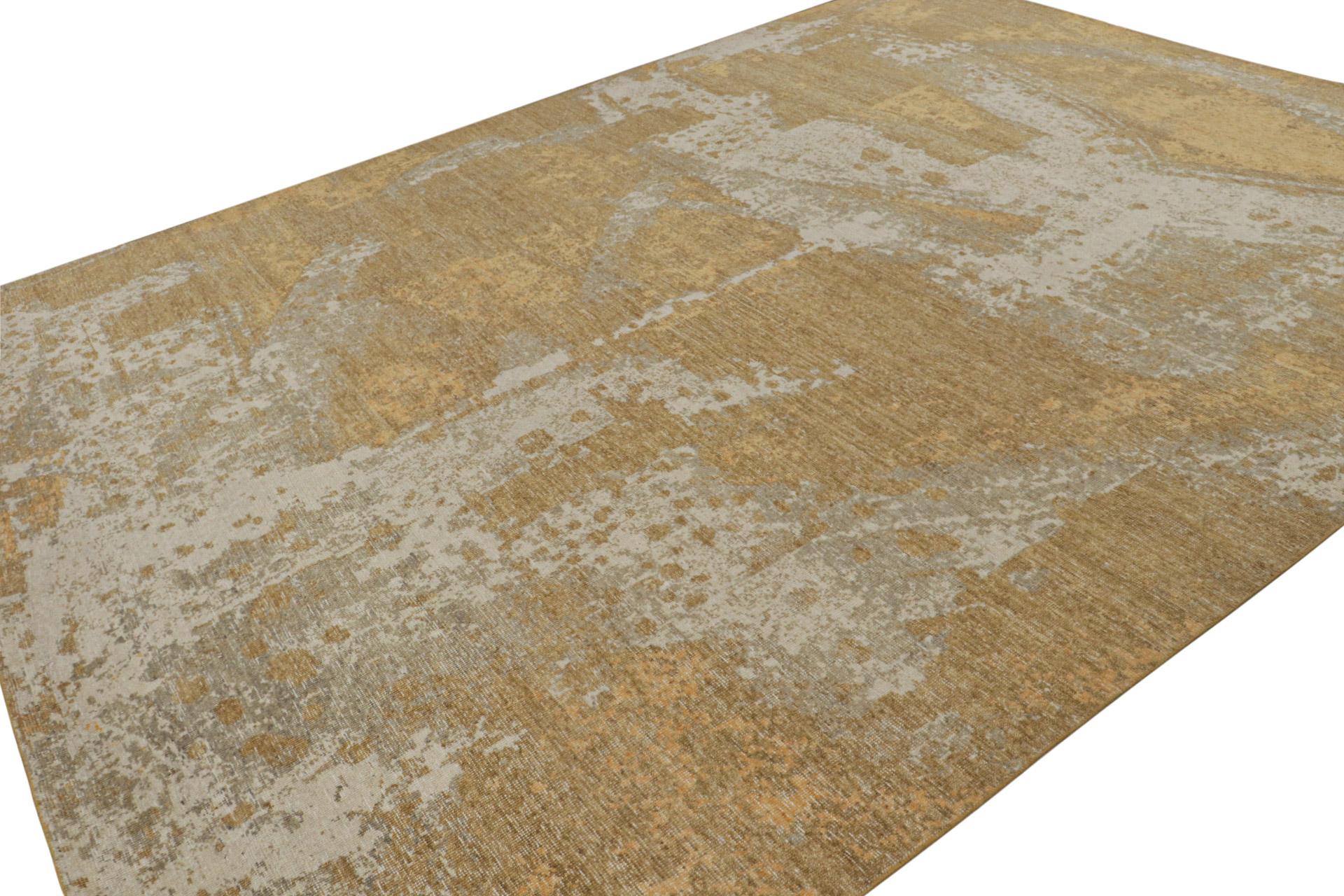 Dieser zeitgenössische abstrakte Teppich im Format 10x14 ist eine kühne Neuheit in der Homage Collection'S von Rug & Kilim. Dieses aus Wolle handgeknüpfte Stück ist eine Collaboration mit der Chefdesignerin Nikita Nagpal. 

Über das Design: 

Dieses