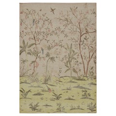 Rug & Kilim’s Contemporary Distressed Pictorial Rug, with Botanical Depictions