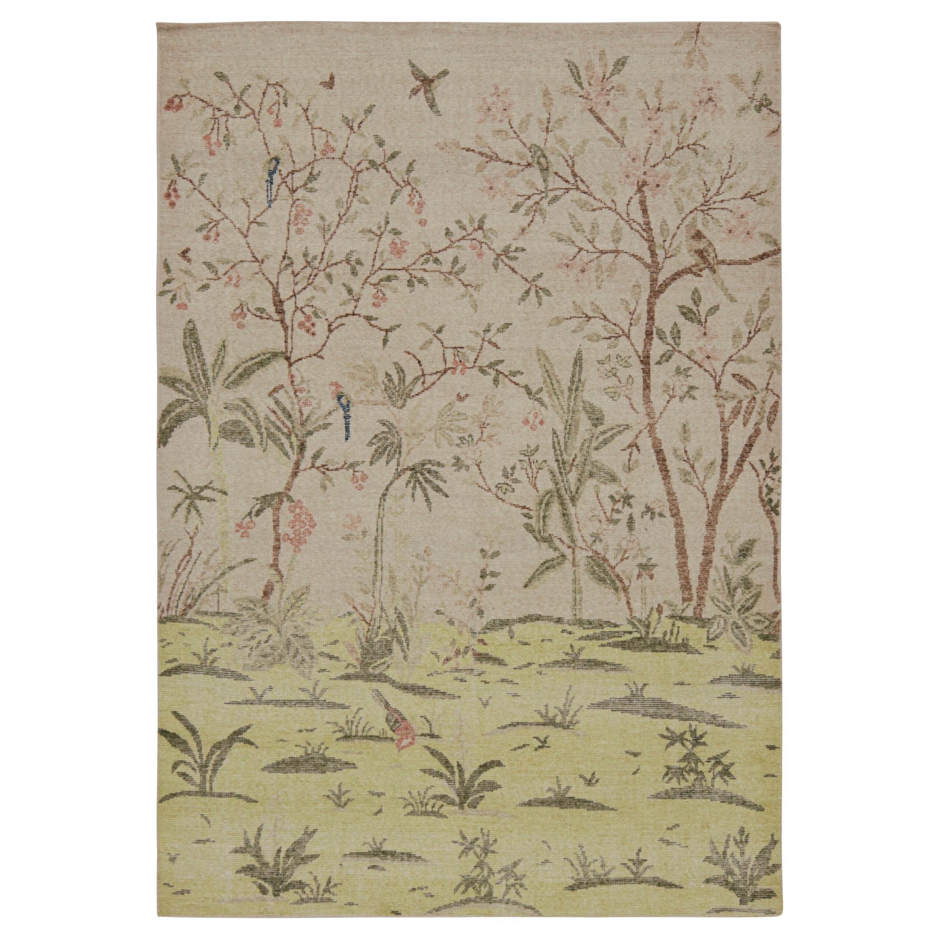 Rug 
Kilim’s Contemporary Distressed Pictorial Rug, with Botanical Depictions