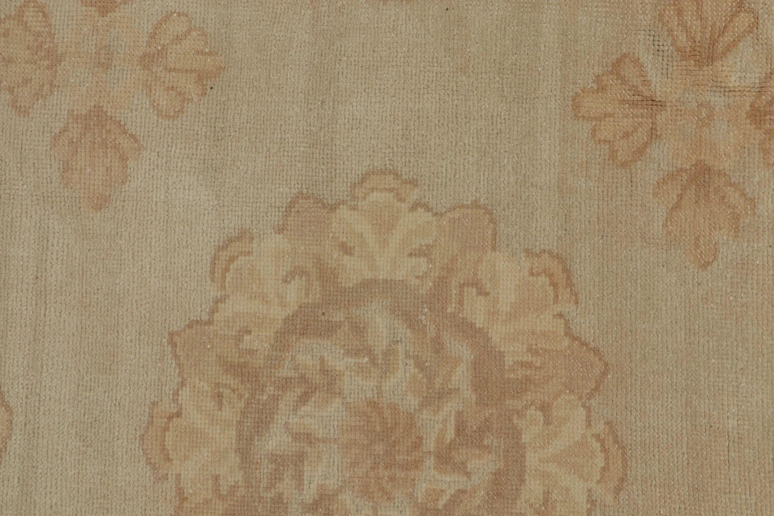 Rug & Kilim’s Contemporary European Style Rug with Beige-Brown Floral Medallions For Sale 1