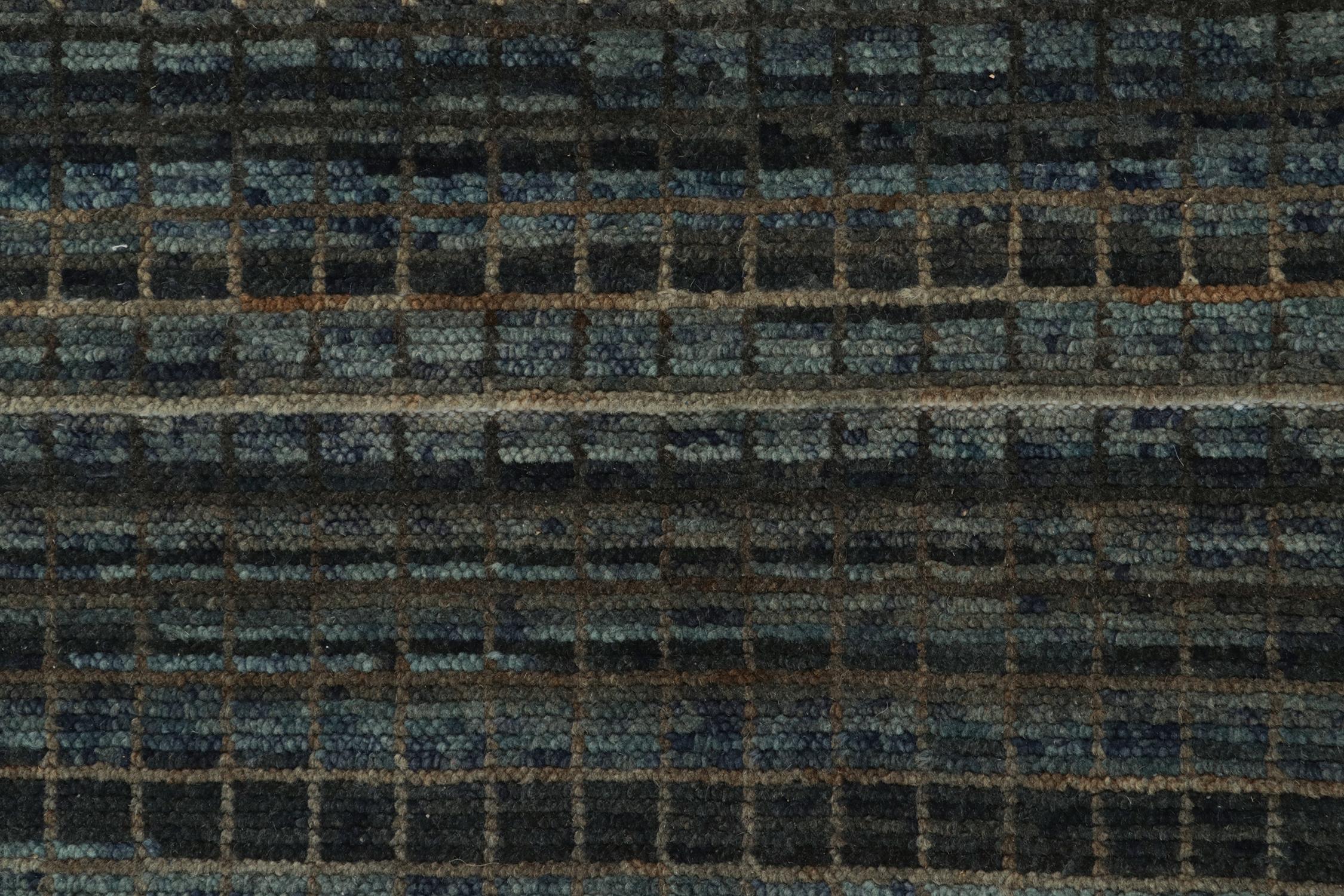 Rug & Kilim’s Contemporary Flat Weave in Blue, Beige and Gray Geometric Pattern In New Condition For Sale In Long Island City, NY