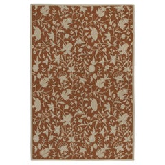 Rug & Kilim’s Contemporary Flat Weave in Brown with Beige Floral Patterns