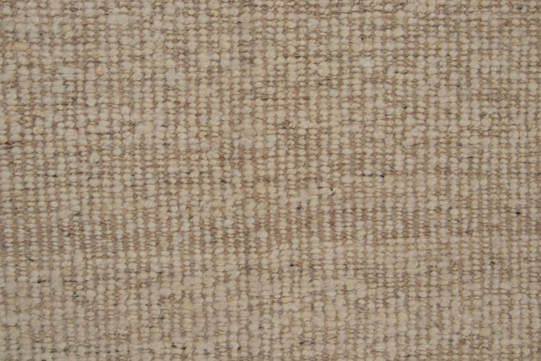 Rug & Kilim’s Contemporary Flat Weave in Solid Beige and White Boucle In New Condition For Sale In Long Island City, NY