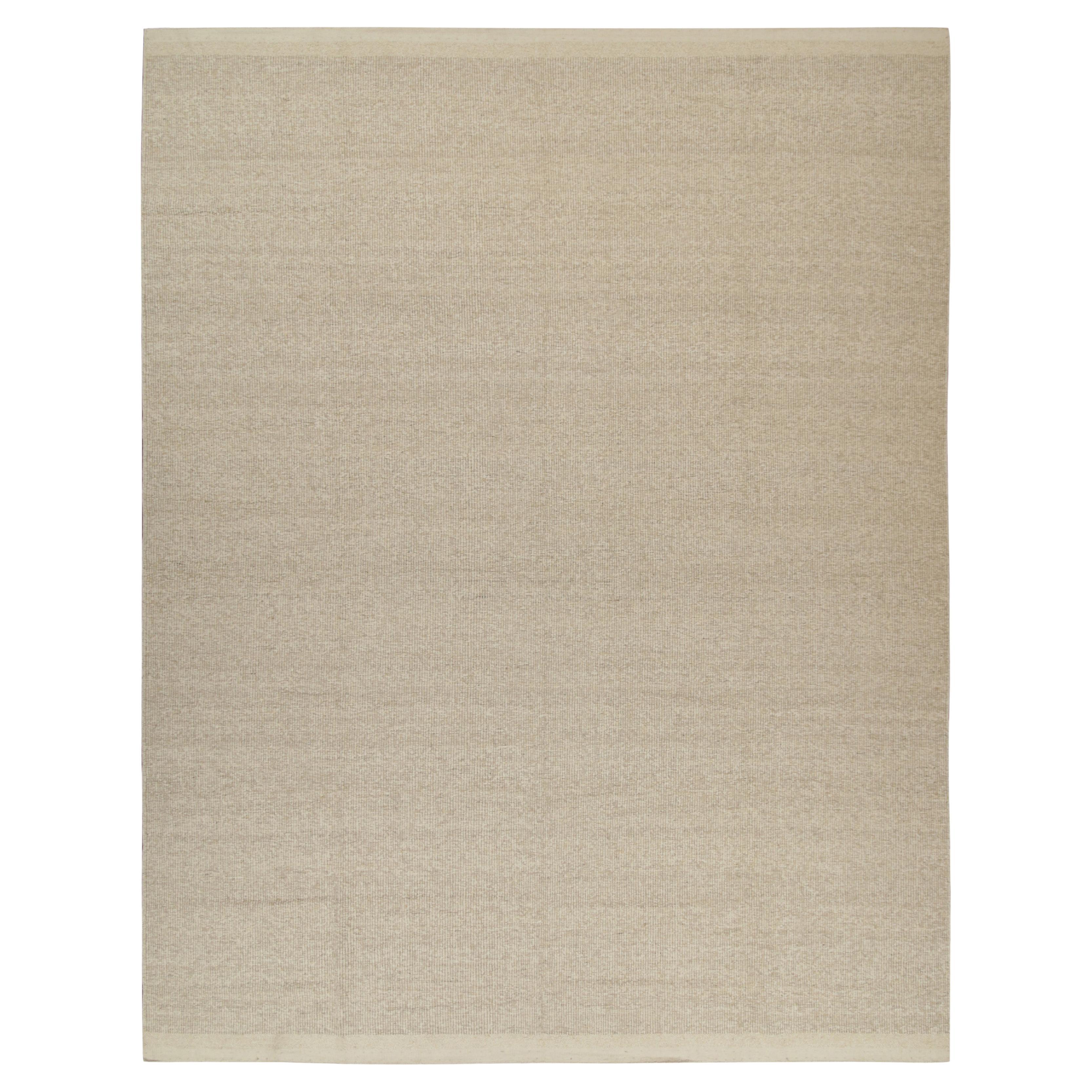 Rug & Kilim’s Contemporary Flat Weave in Solid Beige and White Boucle