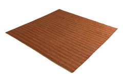 Rug & Kilim's Contemporary Flat-Weave Striped Orange Brown Square
