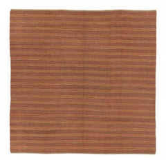 Rug & Kilim's Cuadrado Contemporáneo Rayas Naranja Marrón Tejido Plano