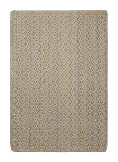 Rug & Kilim’s Contemporary Flatweave, Beige with Blue Geometric Patterns