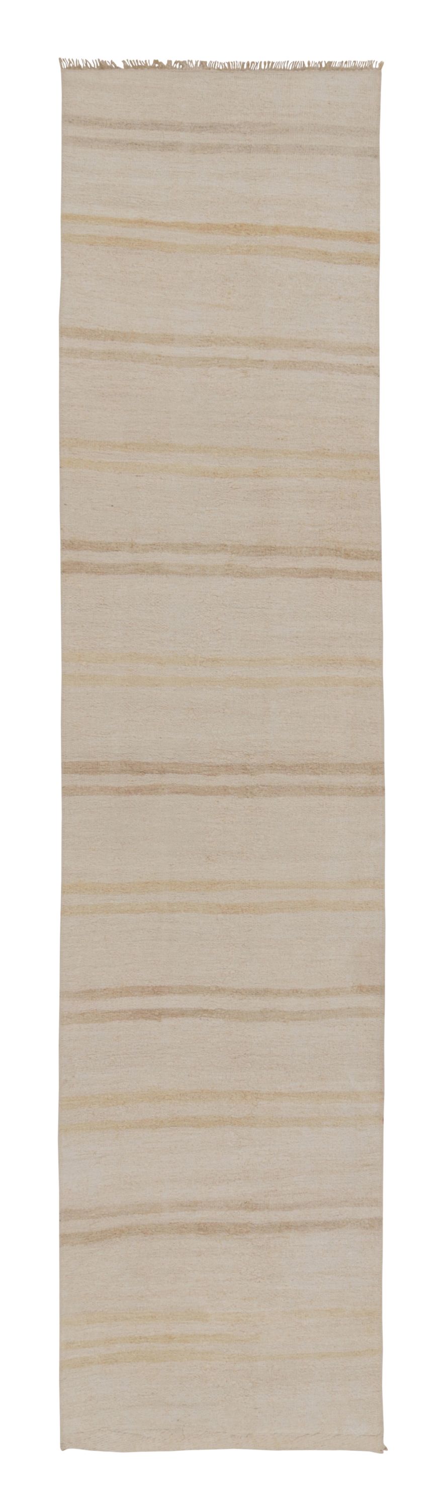 Rug & Kilim’s Contemporary Flatweave Runner in Beige & Cream Design