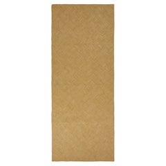 Rug & Kilim’s Contemporary Flatweave Runner Rug in Gold Geometric Pattern