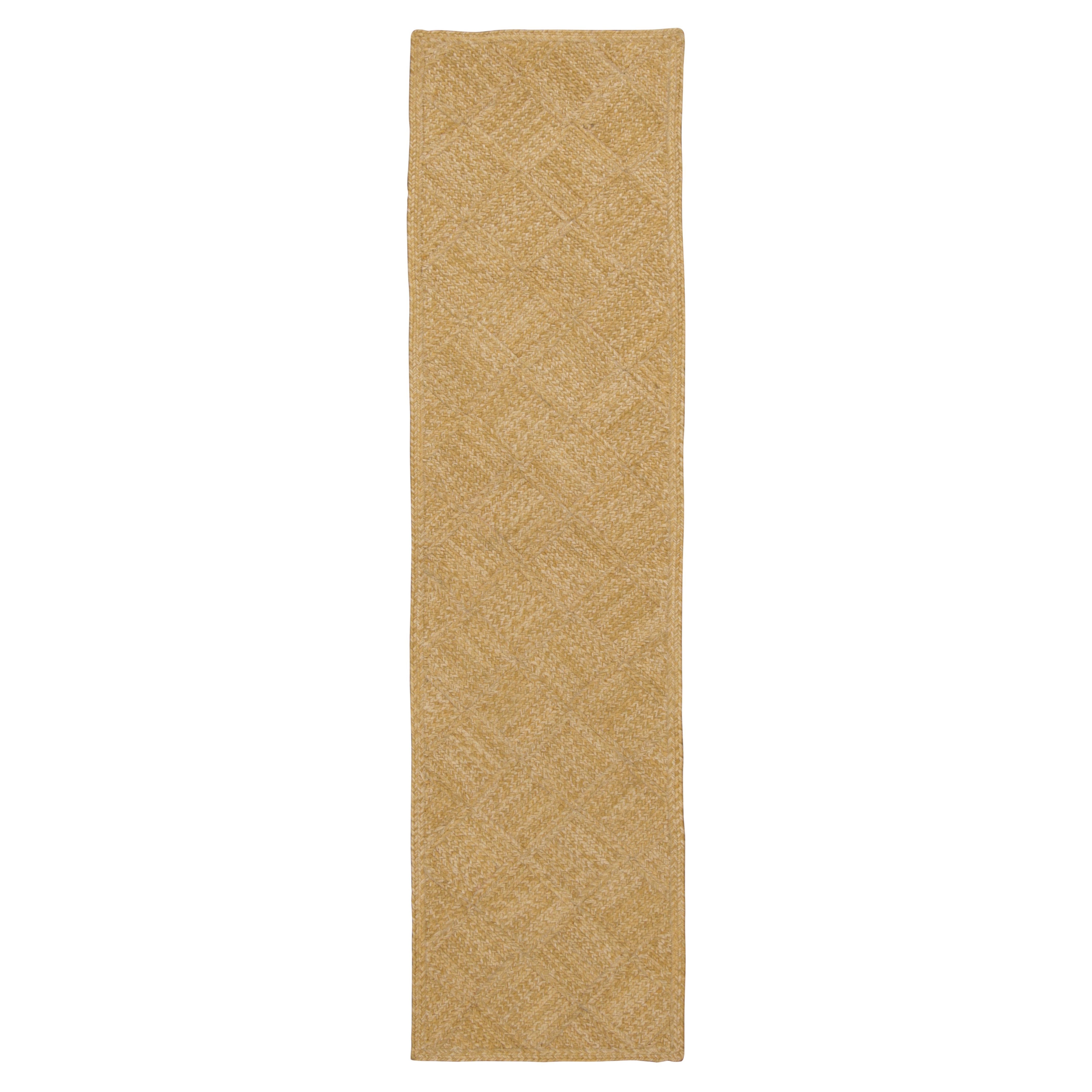 Rug
Kilim
s Zeitgenössischer flachgewebter Läufer in Gold mit geometrischem Muster