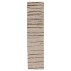 Rug & Kilim’s Contemporary Flatweave Runner with Linear Textured Stripes