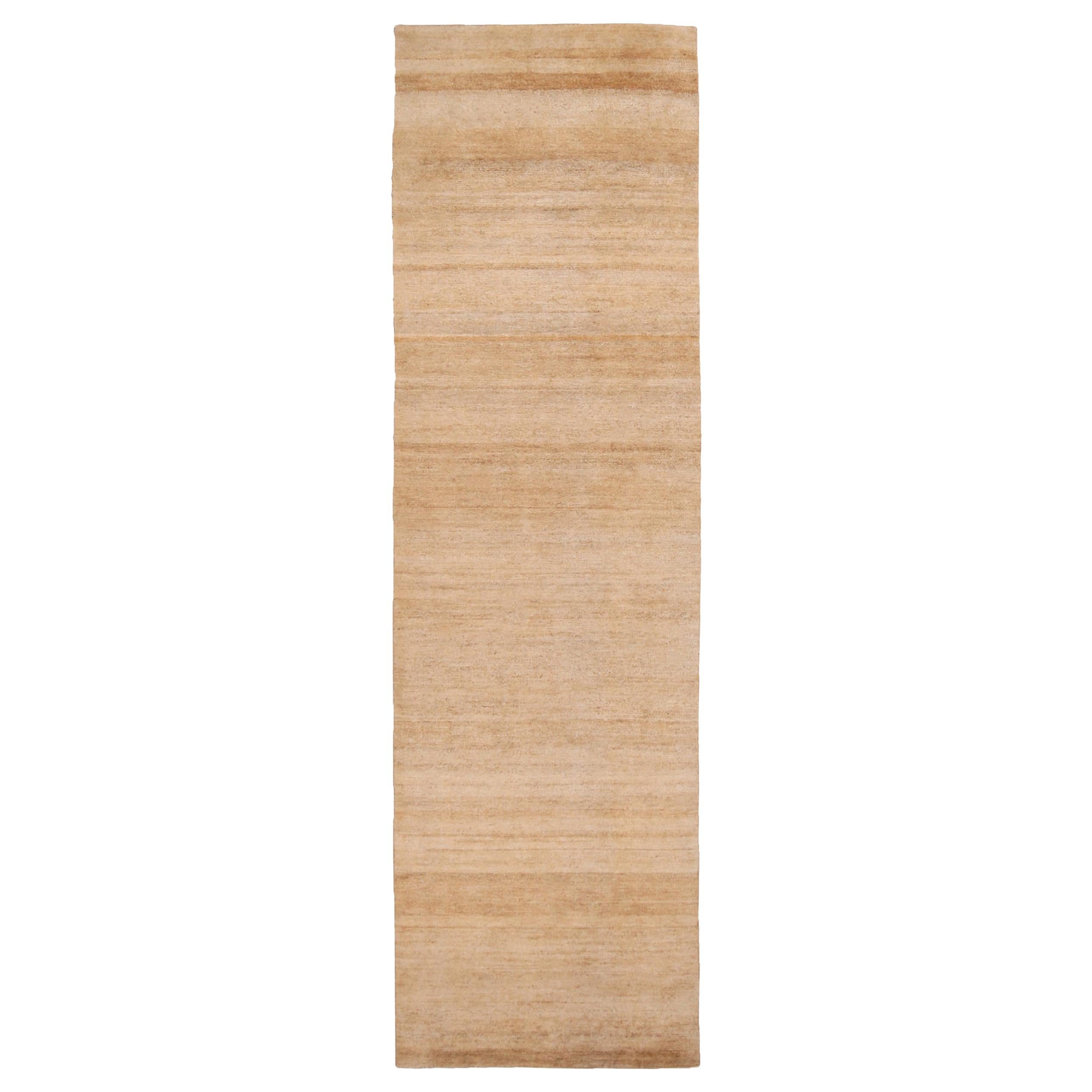 Rug & Kilim's Contemporary Geometric Blue and Beige Hemp Runner