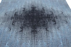 Rug & Kilim’s Contemporary Geometric Rug In Blue And Gray “Abstract Medallion”