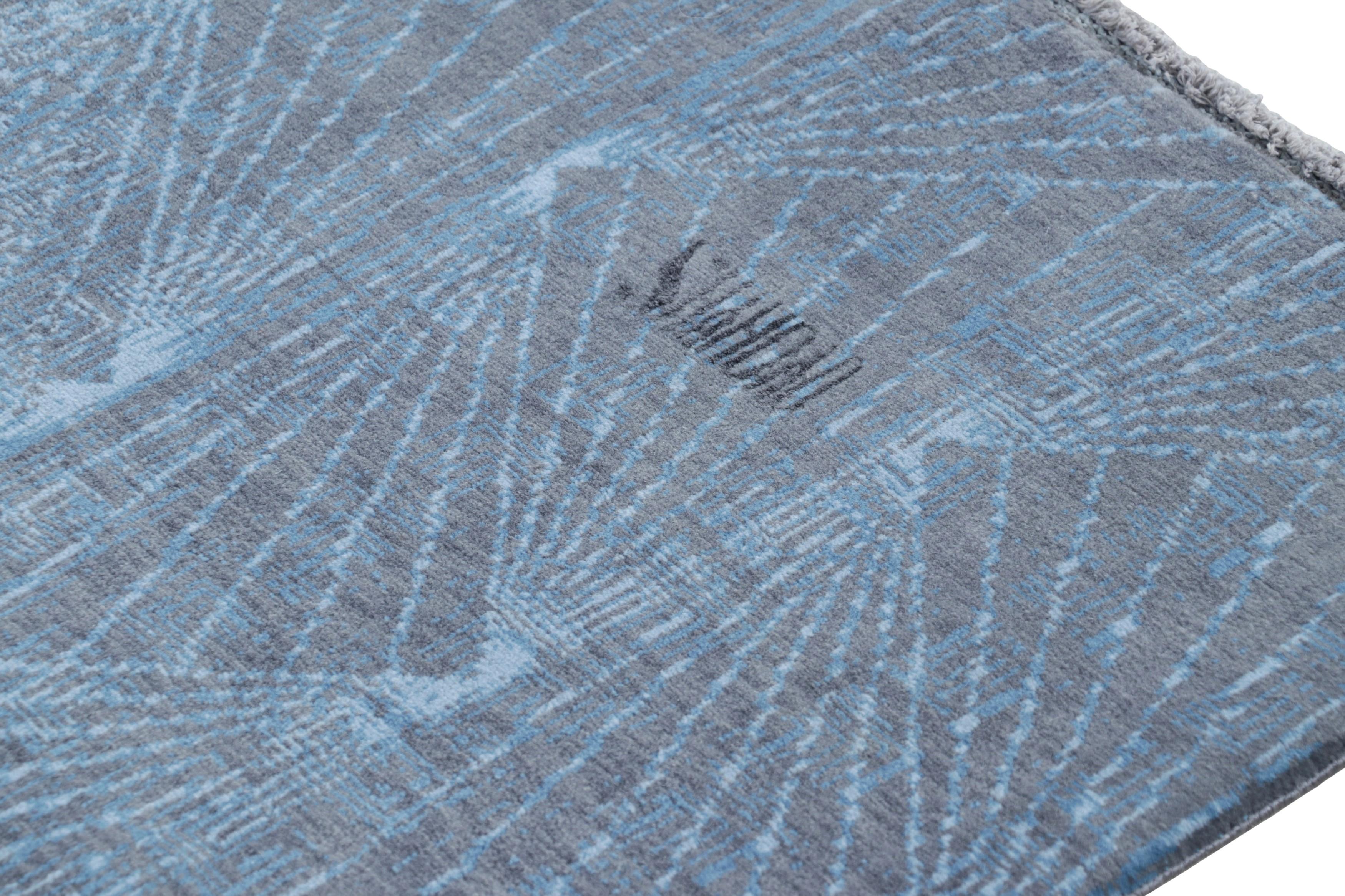 Rug & Kilim's Contemporary Geometric Rug In Blue And Gray Abstract Medallion im Zustand „Neu“ im Angebot in Long Island City, NY