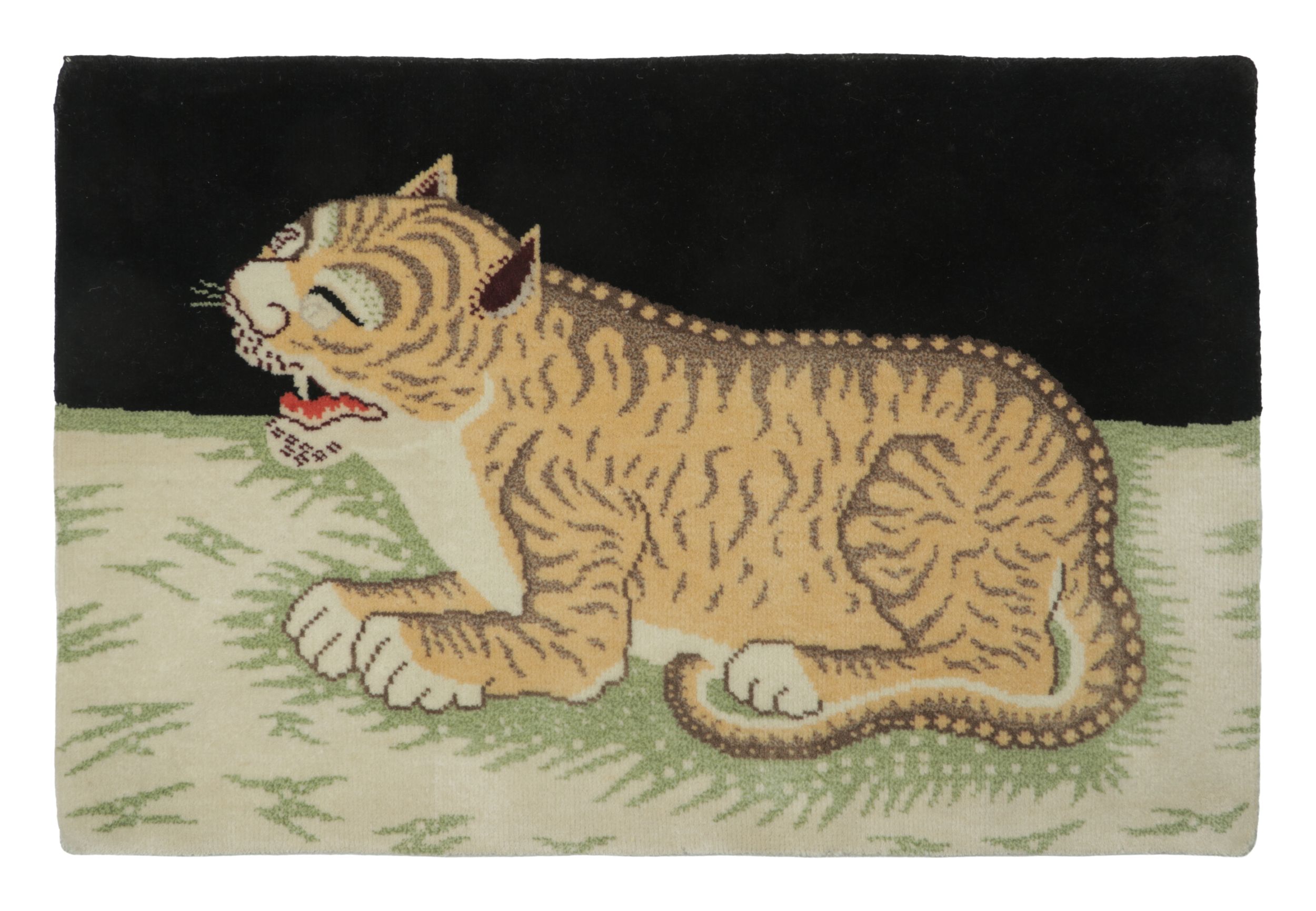 Rug & Kilim's Contemporary Gift-Sized Tibetan Style Rug with Tiger Design