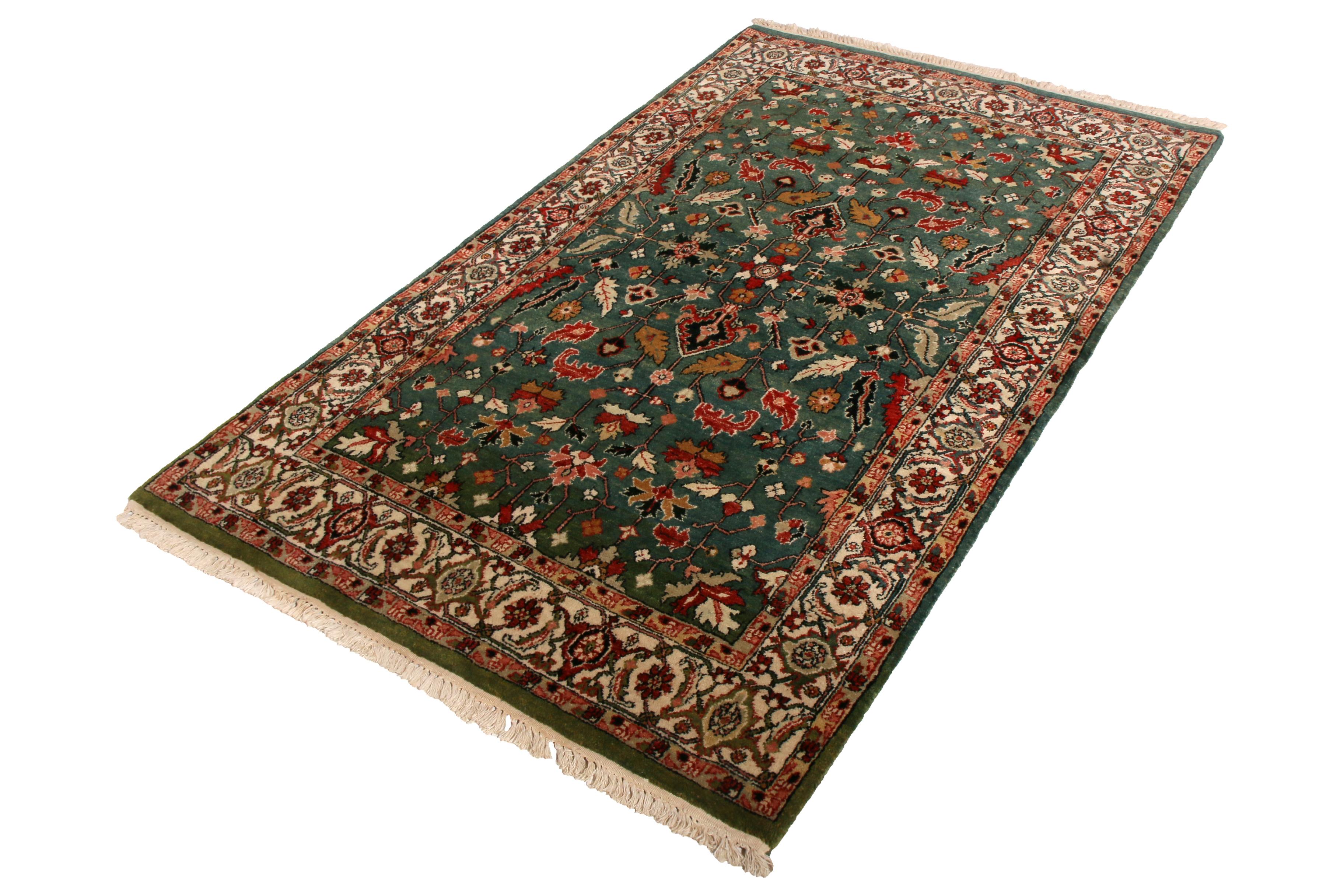 Hand knotted in wool originating from one of our most reputed looms in India, this contemporary Heriz style rug by Rug & Kilim draws inspiration from a venerated Classic Persian rug family, representing the latest additions to our Modern Classic