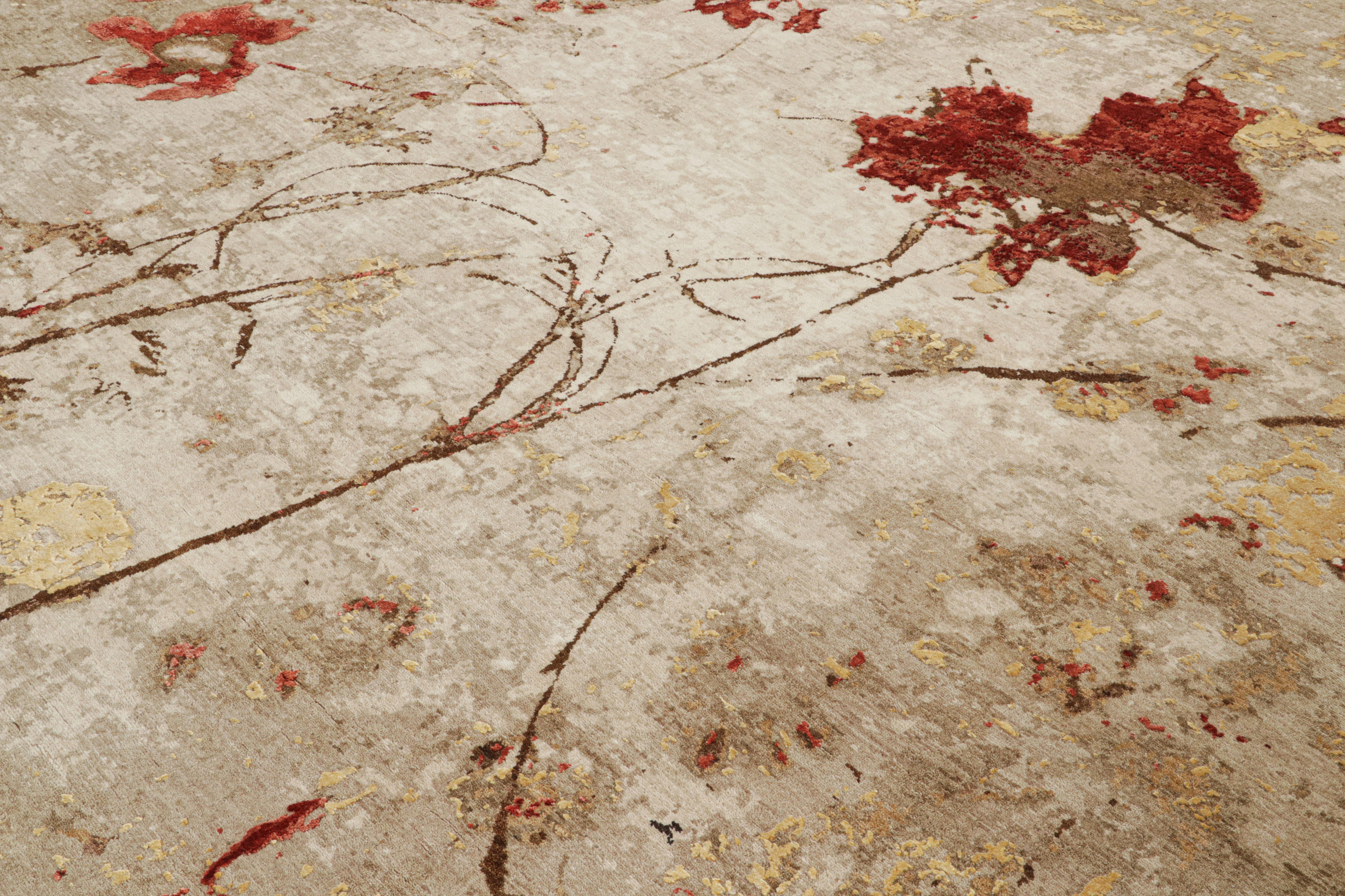 Rug & Kilim - Tappeto contemporaneo impressionista in marrone con motivi floreali rossi In condizioni Nuovo in vendita a Long Island City, NY